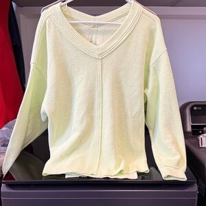 Aerie Light Green Oversized V-Neck Knit Sweater